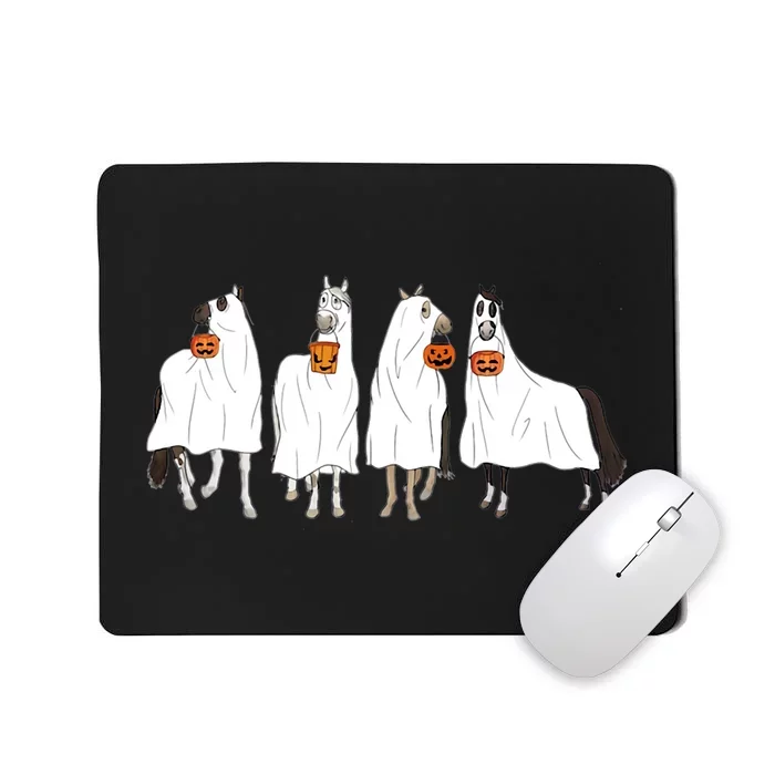 Halloween Horse Ghost Boo Cowboy Western Spooky Season Mousepad