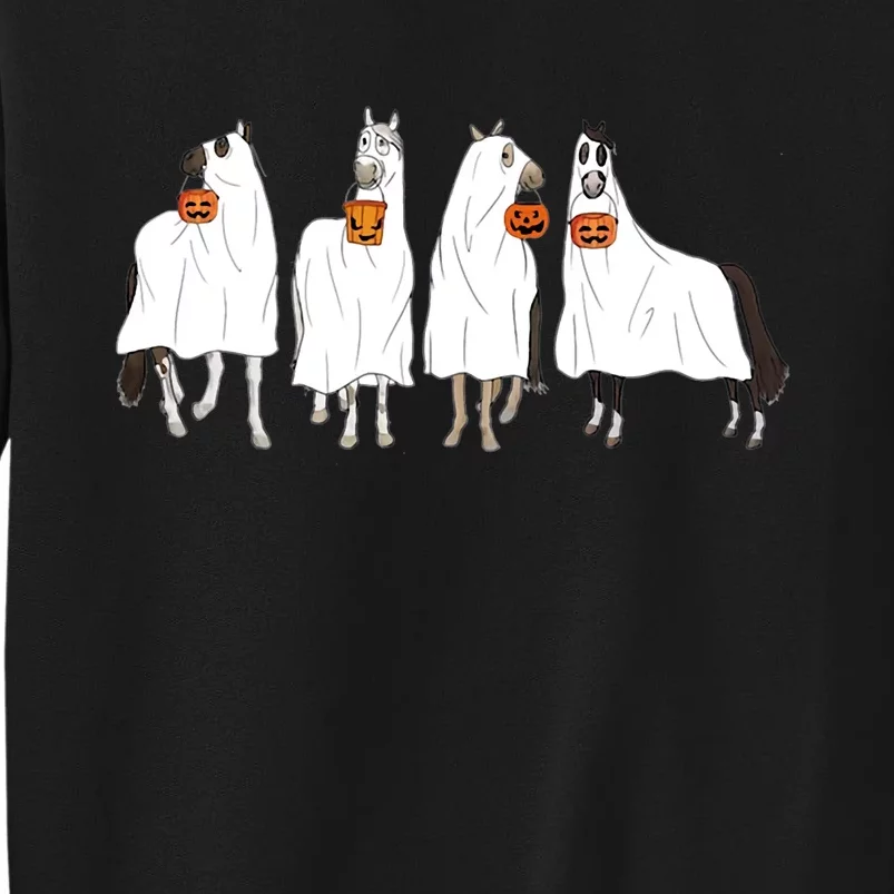 Halloween Horse Ghost Boo Cowboy Western Spooky Season Tall Sweatshirt