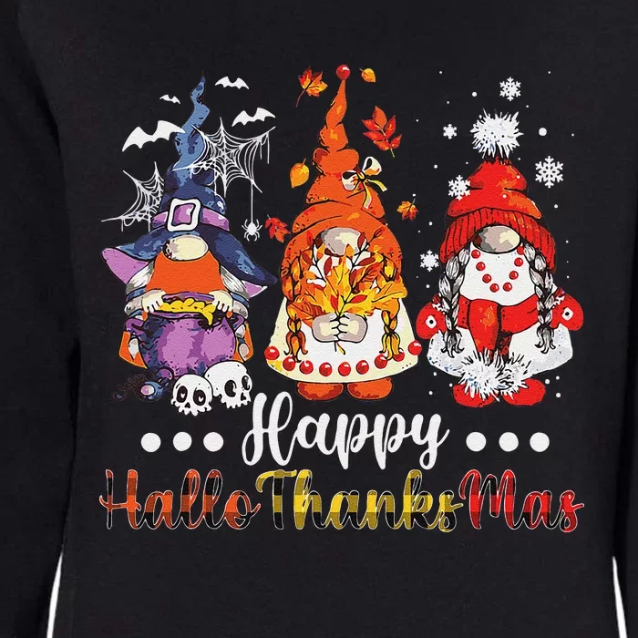 Happy Hallothanksmas Gnomes Halloween Thanksgiving Christmas Love Womens California Wash Sweatshirt