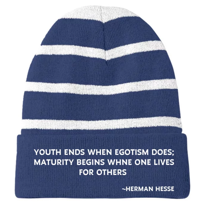 Hermann Hesse Gertrude Book Quote Striped Beanie with Solid Band