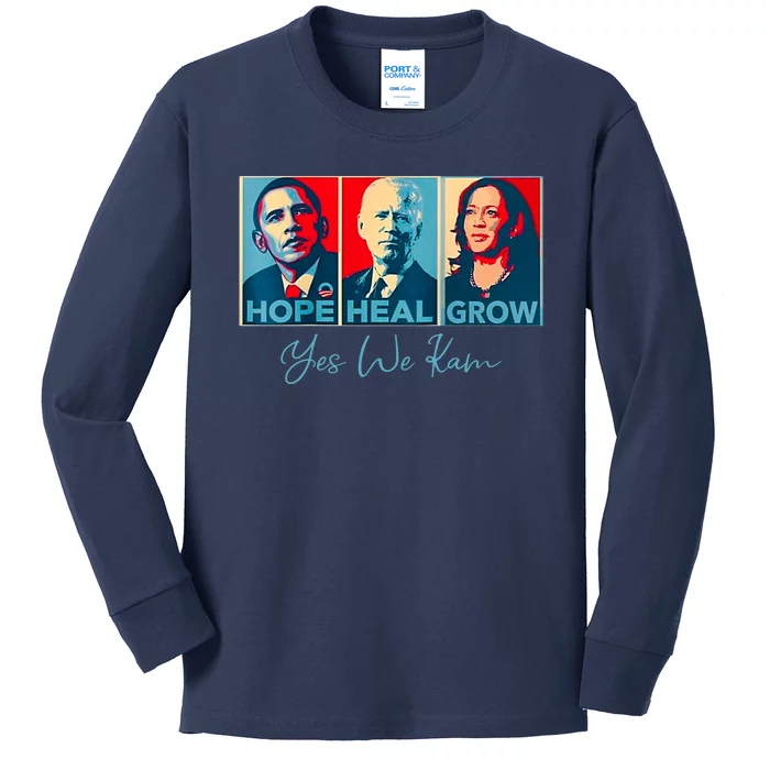 Hope Heal Grow Yes We Kam President Democrat Election Kids Long Sleeve Shirt