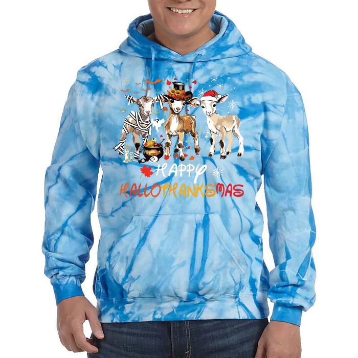 Happy Hallothanksmas Goats Tie Dye Hoodie