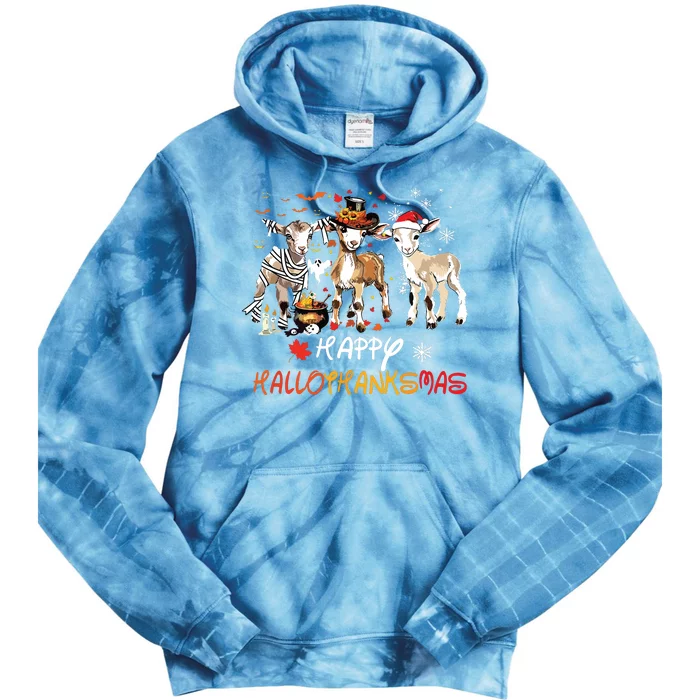 Happy Hallothanksmas Goats Tie Dye Hoodie