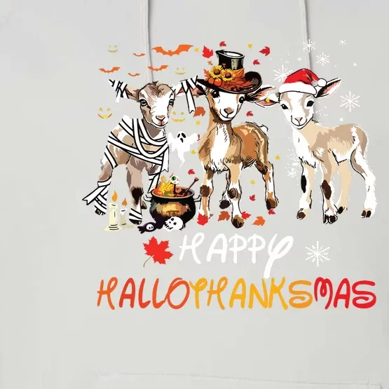 Happy Hallothanksmas Goats Performance Fleece Hoodie