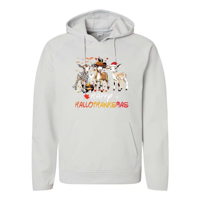 Happy Hallothanksmas Goats Performance Fleece Hoodie