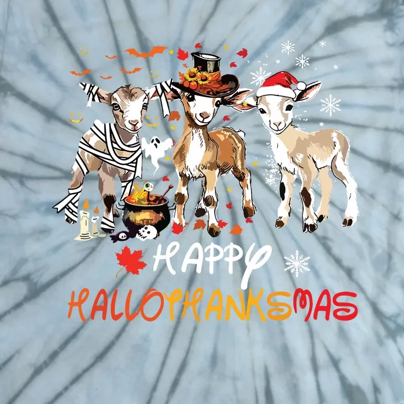 Happy Hallothanksmas Goats Tie-Dye T-Shirt