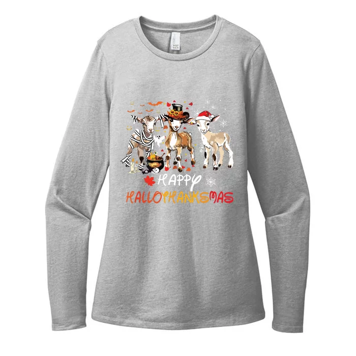 Happy Hallothanksmas Goats Womens CVC Long Sleeve Shirt