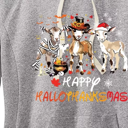 Happy Hallothanksmas Goats Women's Fleece Hoodie