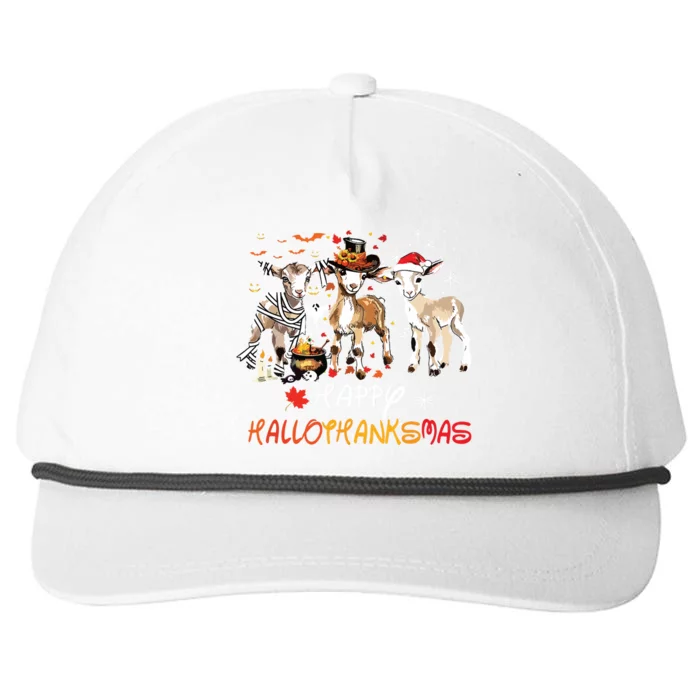 Happy Hallothanksmas Goats Snapback Five-Panel Rope Hat