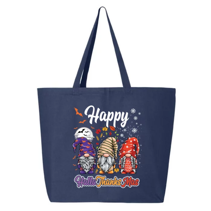 Happy Hallothanksmas Gnomes Halloween Thanksgiving Christmas Funny Gift 25L Jumbo Tote