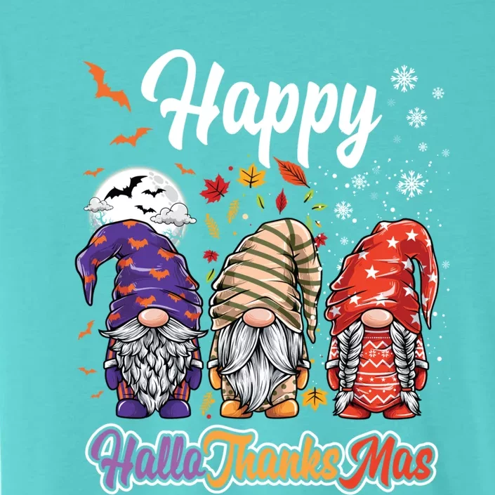 Happy Hallothanksmas Gnomes Halloween Thanksgiving Christmas Funny Gift ChromaSoft Performance T-Shirt