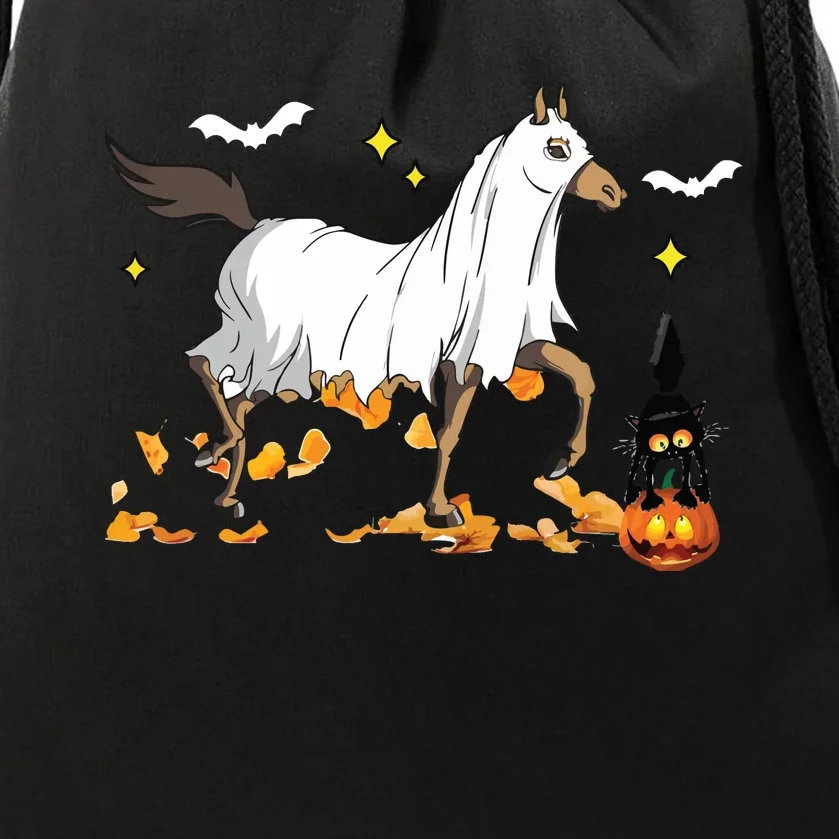 Halloween Horse Ghost Cowboy Western Halloween Drawstring Bag