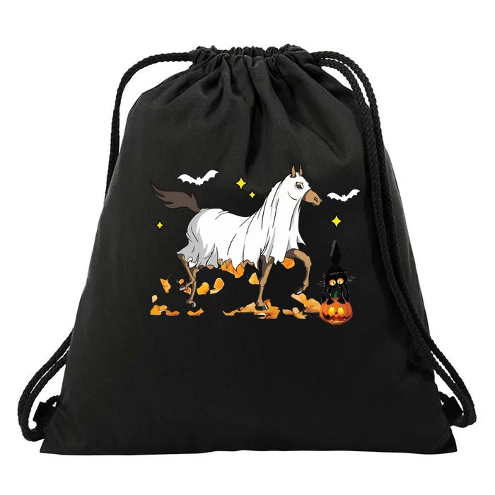 Halloween Horse Ghost Cowboy Western Halloween Drawstring Bag