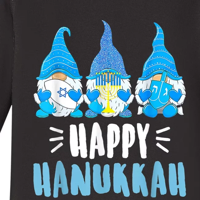 Happy Hanukkah Gnomes Jewish Gnome Lover Chanukah Baby Long Sleeve Bodysuit