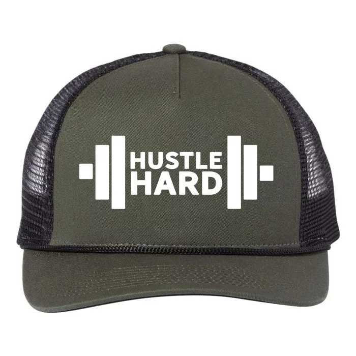 Hustle Hard Gym Rat Workout Gains Heavy Lifting Muscle Build Gift Retro Rope Trucker Hat Cap