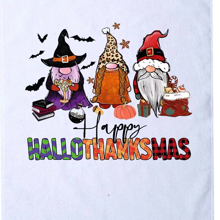 Happy Hallothanksmas Gnomes Plaid Leopard Christmas Gnome Platinum Collection Golf Towel