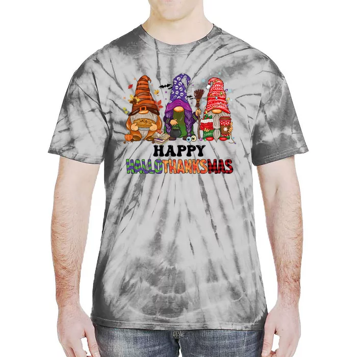 Happy Hallothanksmas Gnomes Tie-Dye T-Shirt