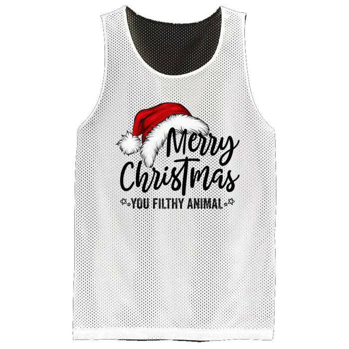 Hilarious Holiday Greetings Merry Christmas You Filthy Animals Mesh Reversible Basketball Jersey Tank