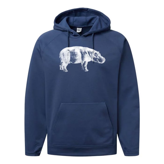 Hippopotamus Hippo Gift Performance Fleece Hoodie