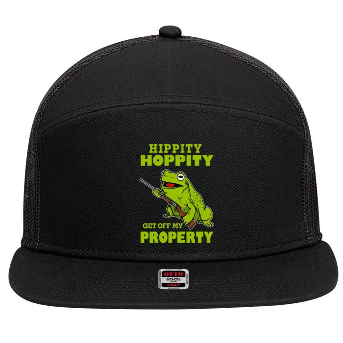 Hippity Hoppity Get Off My Property Frog Warning Keep Out Stay Out Funny 7 Panel Mesh Trucker Snapback Hat