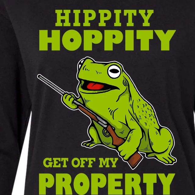 Hippity Hoppity Get Off My Property Frog Warning Keep Out Stay Out Funny Womens Cotton Relaxed Long Sleeve T-Shirt