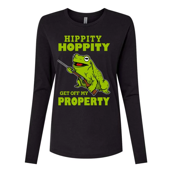 Hippity Hoppity Get Off My Property Frog Warning Keep Out Stay Out Funny Womens Cotton Relaxed Long Sleeve T-Shirt