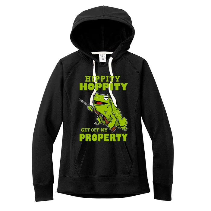 Hippity Hoppity Get Off My Property Frog Warning Keep Out Stay Out Funny Women's Fleece Hoodie