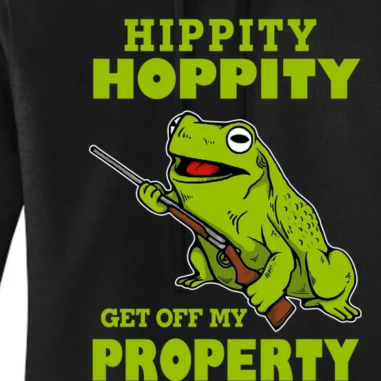 Hippity Hoppity Get Off My Property Frog Warning Keep Out Stay Out Funny Women's Pullover Hoodie