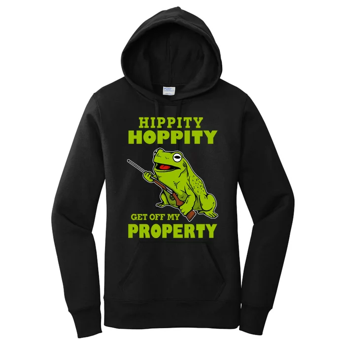 Hippity Hoppity Get Off My Property Frog Warning Keep Out Stay Out Funny Women's Pullover Hoodie