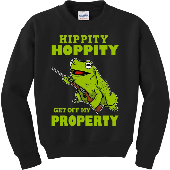 Hippity Hoppity Get Off My Property Frog Warning Keep Out Stay Out Funny Kids Sweatshirt