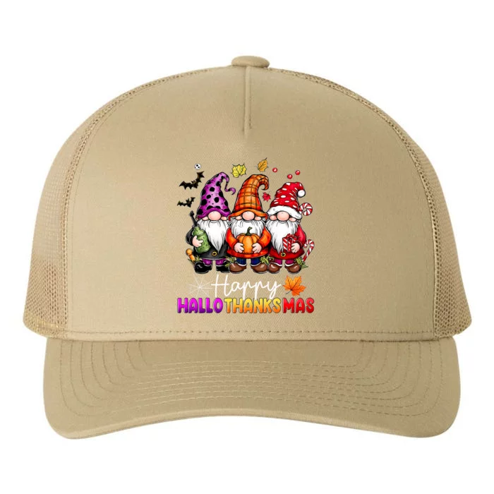 Happy Hallothanksmas Gnomes Lover Halloween Merry Christmas Yupoong Adult 5-Panel Trucker Hat