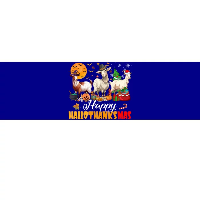 Happy Hallothanksmas Goat Halloween Thanksgiving Christmas Gift Bumper Sticker