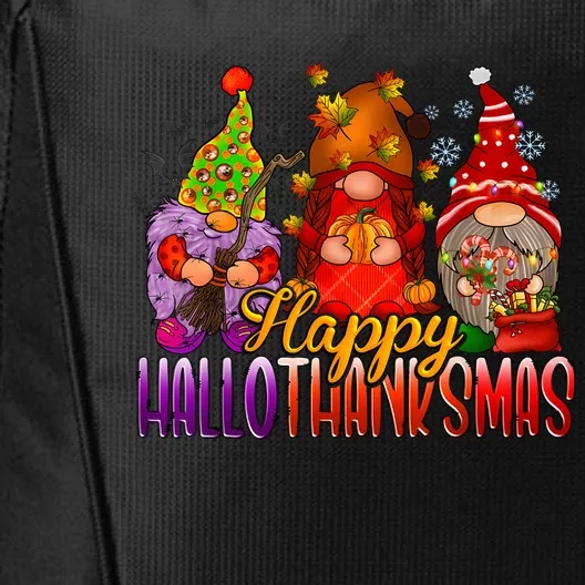 Happy Hallothanksmas Gnomes Halloween Christmas Thanksgiving City Backpack