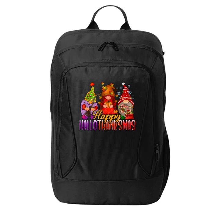 Happy Hallothanksmas Gnomes Halloween Christmas Thanksgiving City Backpack