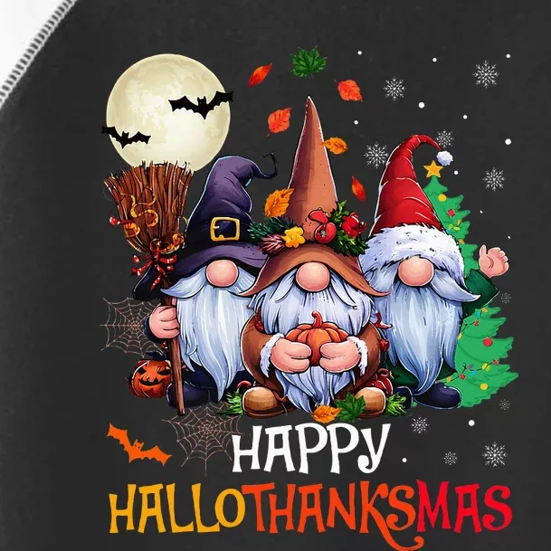 Happy Hallothanksmas Gnomes Lover Halloween Merry Christmas Toddler Fine Jersey T-Shirt