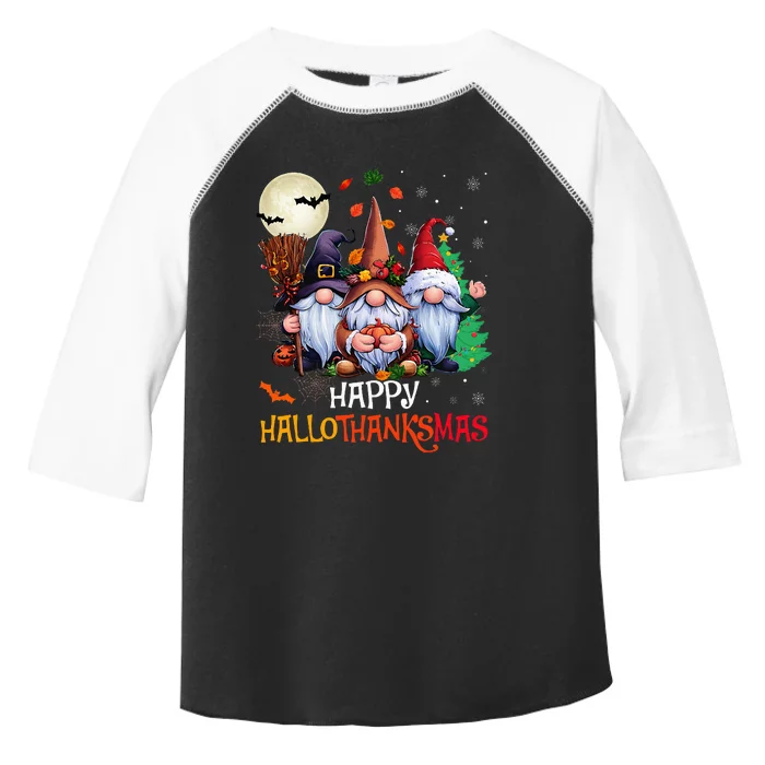 Happy Hallothanksmas Gnomes Lover Halloween Merry Christmas Toddler Fine Jersey T-Shirt