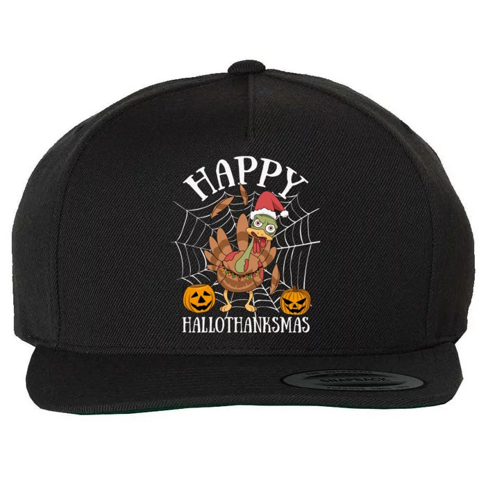 Happy Hallothanksmas Gift Wool Snapback Cap