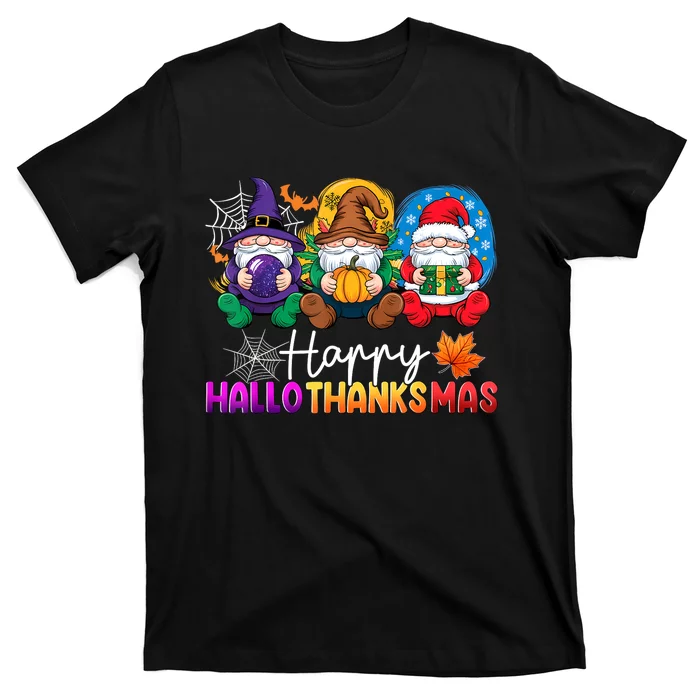 Happy Hallothanksmas Gnomes Gift T-Shirt