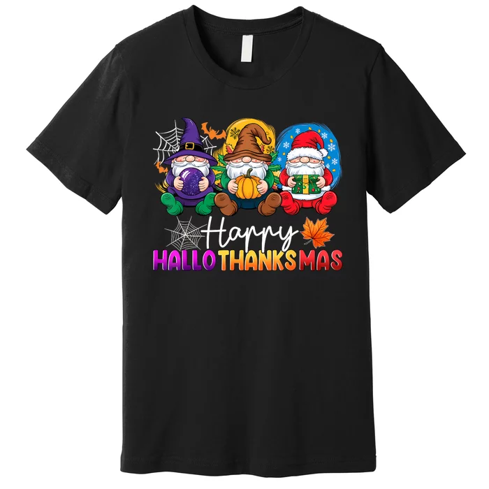 Happy Hallothanksmas Gnomes Gift Premium T-Shirt