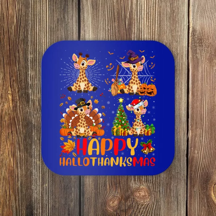 Happy Hallothanksmas Ghost Turkey Pumpkin Christmas Santa Coaster