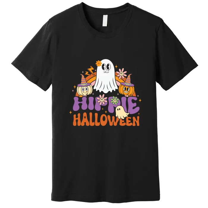 Hippie Halloween Groovy Costume Cute Ghost Spooky Gift Premium T-Shirt