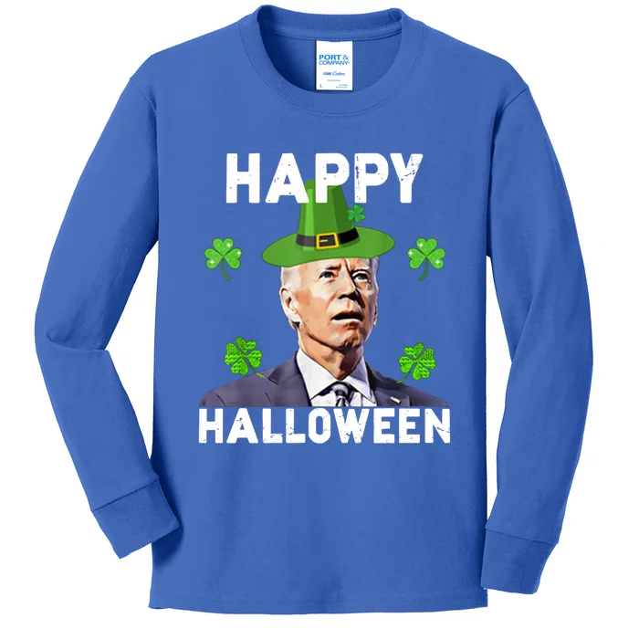 Happy Halloween Gift Funny Joe Biden St Patrick's Day Gift Vintage Gift Kids Long Sleeve Shirt