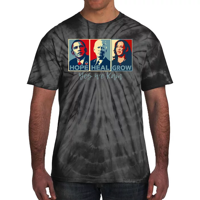 Hope Heal Grow Obama Joe Biden Kamala Harris 2024 Tie-Dye T-Shirt