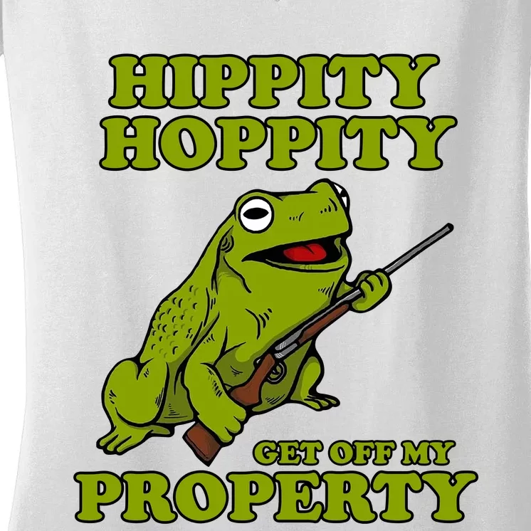 Hippity Hoppity Get Off My Property Frog Women's V-Neck T-Shirt