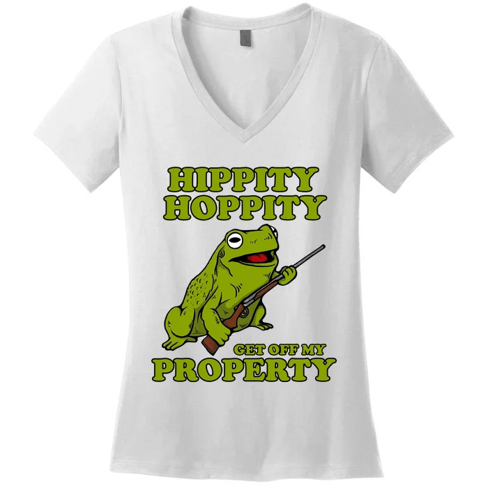 Hippity Hoppity Get Off My Property Frog Women's V-Neck T-Shirt