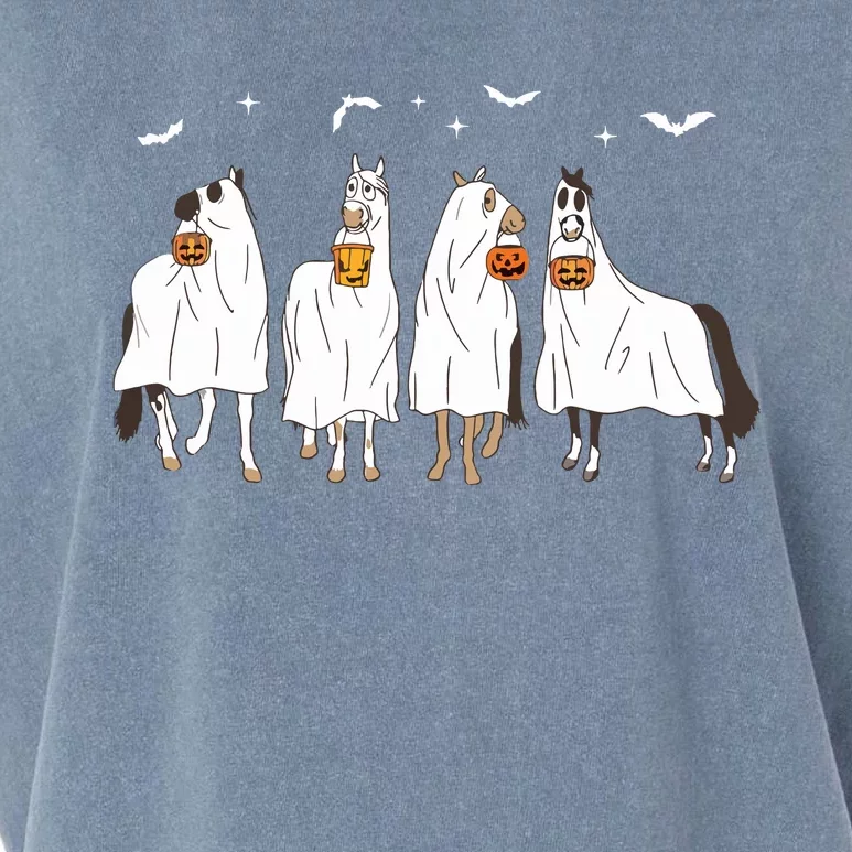 Halloween Horse Ghost Garment-Dyed Women's Muscle Tee