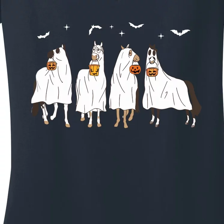 Halloween Horse Ghost Women's V-Neck T-Shirt