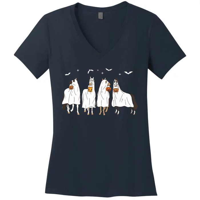 Halloween Horse Ghost Women's V-Neck T-Shirt