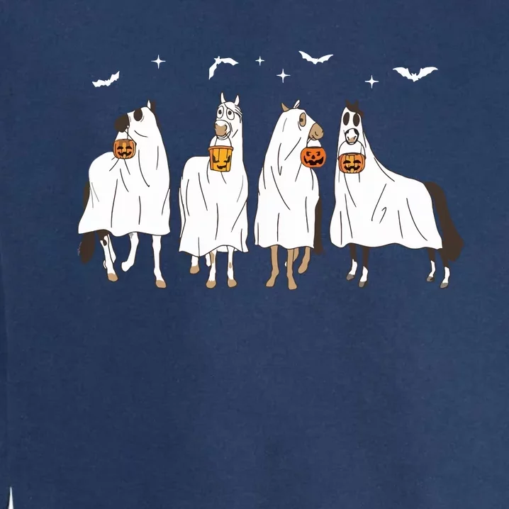 Halloween Horse Ghost Garment-Dyed Sweatshirt