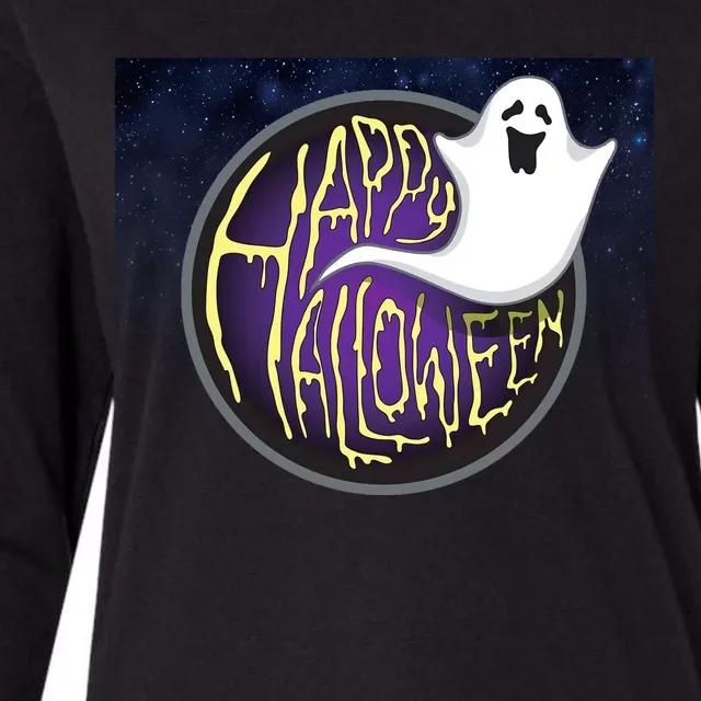 Happy Halloween Ghost Galaxy Womens Cotton Relaxed Long Sleeve T-Shirt